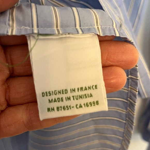 Lacoste Men's Blue Striped Shirt size 39 - Picture 6 of 7